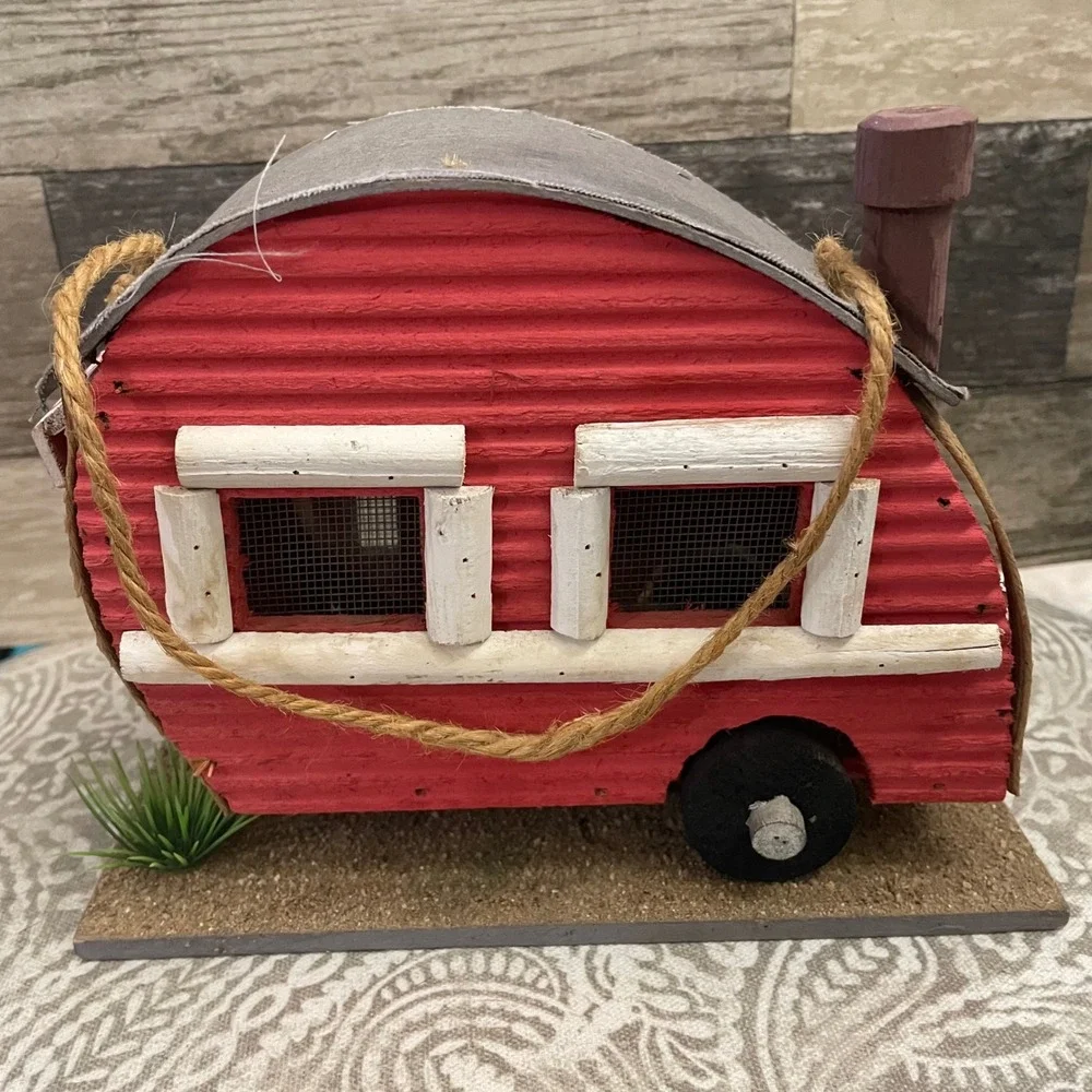 Rustic Camper Birdhouse Hanging Home Is Where You Park It Decor 8" - Picture 4 of 7